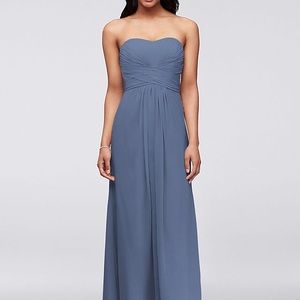 David’s Bridal Steel blue bridesmaid dress
